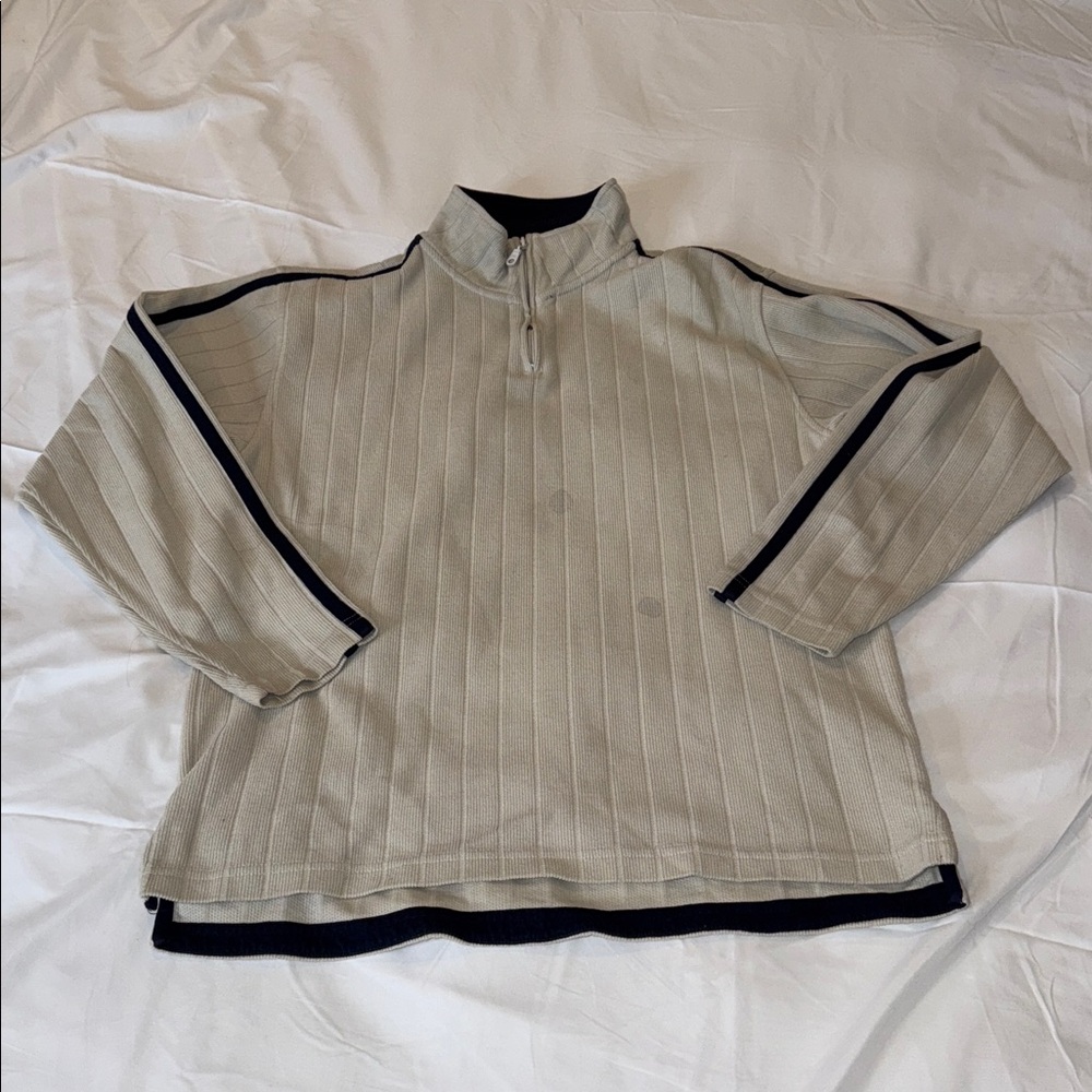 Striped Half-Zip Sweater in Cream and Black